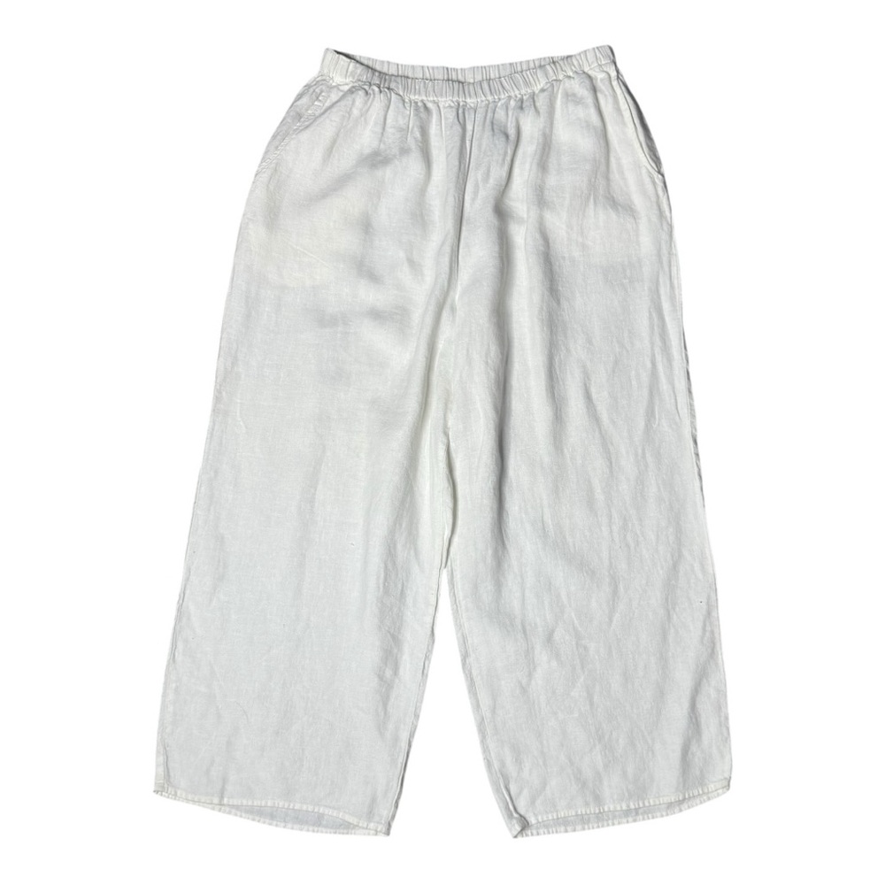 FLAX Linen Elastic Waist Cropped Pants size L